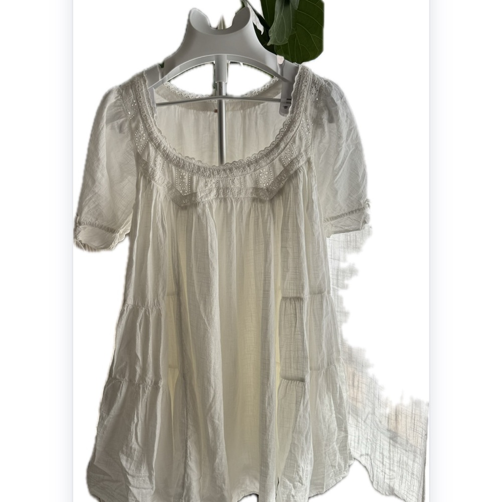 Free People White Tiered Babydoll Mini Dress